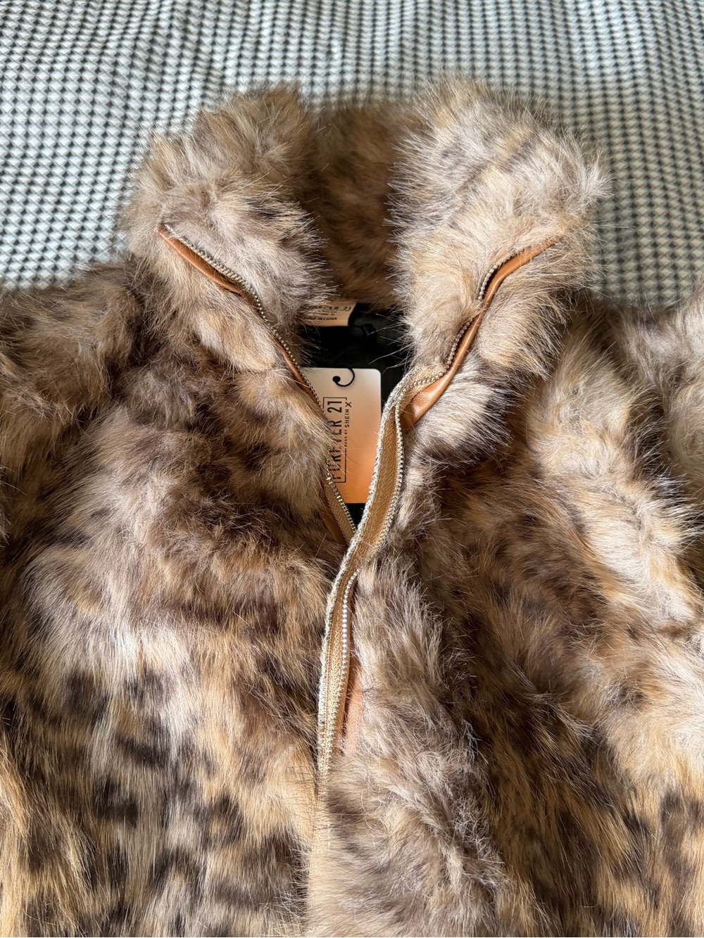 Forever 21 Leopard Print Faux Fur Puffer Jacket - Brown/Tan